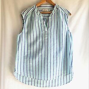 Vineyard Vines Women's Sleeveless Striped Top. Seafoam Green/ White/Blue Size: M